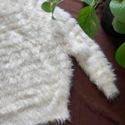 White on sale fur top