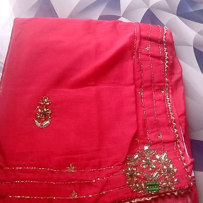 heavy embroidery work diamond wedding party wear saree for women designer  sari | eBay