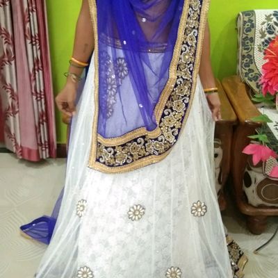 Wedding Wear Off White Lehenga Choli With Maroon Blouse | TheIndianFab