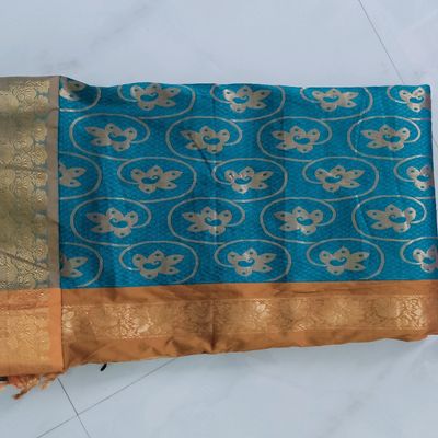 Buy VASTTRAM Kabir Fabrics Women's Varkala Kanchipuram Silk Kanchi Pattu  saree with Blouse piece (blue colour) at Amazon.in