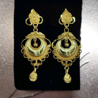 Traditional Gold Oxidized Double Chandbali Earrings -