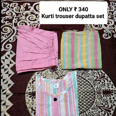 Women Cotton kurti Pant and dupatta set – The Indian Rang
