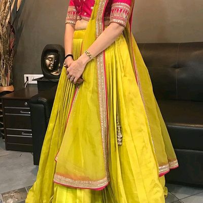 Buy Women's Semi-stitched Embroidered Net Lehenga Choli with Dupatta set ( Yellow to Pink) Online at Best Prices in India - JioMart.