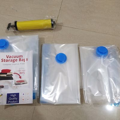 Vacuum Storage Space Saver plastic Bags for Clothes with Travel Hand Pump