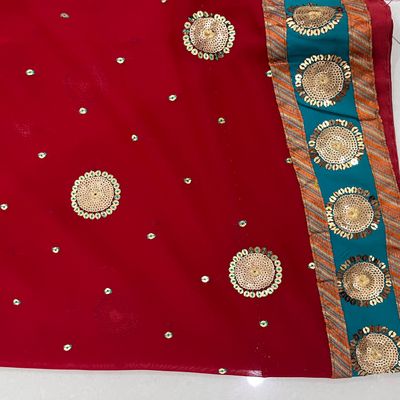 Sarees | red saree heavy work | Freeup