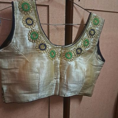 Gold Raw Silk Sleeveless Blouse