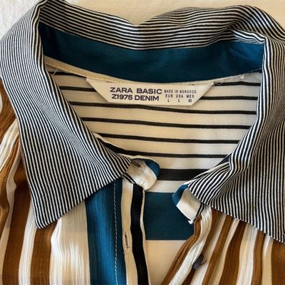 New Zara Striped Denim Shirt S Small Relax Fit Blue 7545/343 overshirt  jacket | eBay