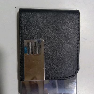 Rasper Black Genuine Leather & Stainless Steel Credit Card Holder Busi –  SHIVAM ACRYLIC PRODUCTS