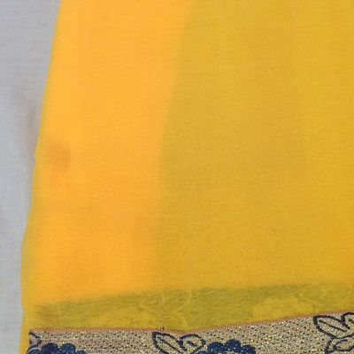 Georgette and silk Mirror,embroidered Yellow Saree with Blouse - SR21816