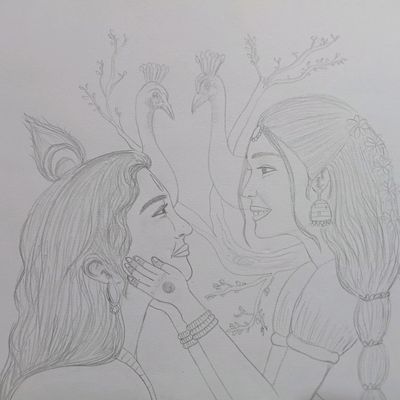 Radha Krishna Drawings / Sketch by Murali Loknath - Artist.com