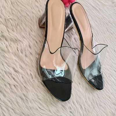 Transparent on sale heels black