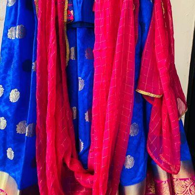 Purple & Blue Pure Silk Narayanpet Lehenga – myRiti