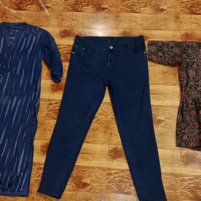 Blue Denim Readymade Kurti 169190 | Kurti with jeans, Frock for women, Long  kurti with jeans