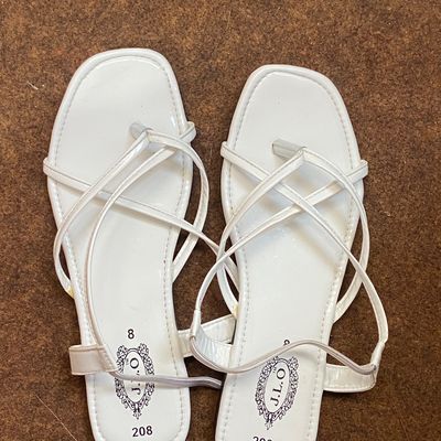 Cleo White Heel Sling Back Sandal for Women