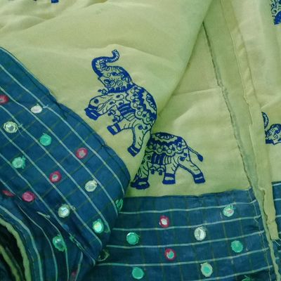 Amazon.com: Mithila Root Kalamkari Bhagalpuri Silk Elephant Printed Sari  Wedding Party Wear Ethnic Saree Mother's Day Gift : Clothing, Shoes &  Jewelry