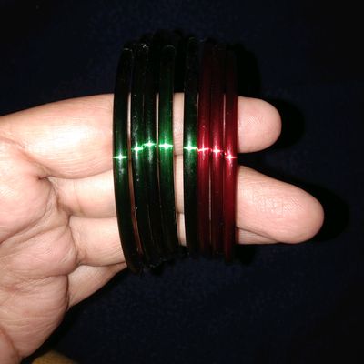 Red and sale green glass bangles