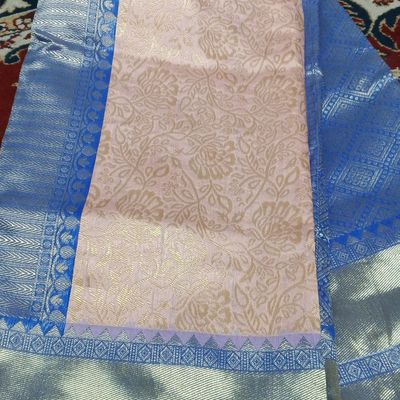 Peach Color Jacquard Crystal Chaap Contrast Pallu Saree | Heenastyle