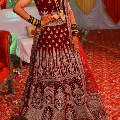 Maroon Color Zari Work Lehenga For Bride