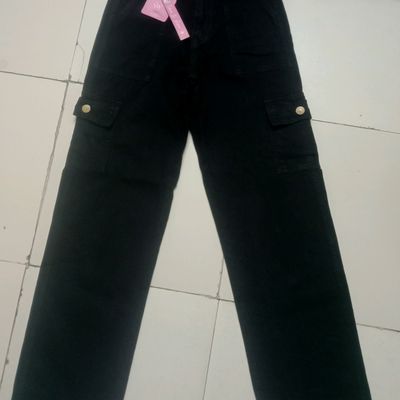 Black High Waist Cargo Jeans