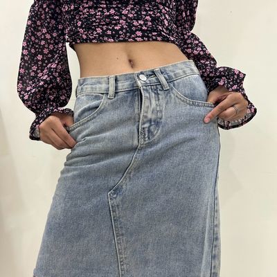 Women Casual Denim Jean Miniskirt Fly Pockets Skirts Mid Waisted Micro Skirt  | eBay