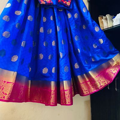 Festive Wear Ladies Pink and Blue Ikkat Silk Butterfly Lehenga at Rs 6500  in Pochampalle