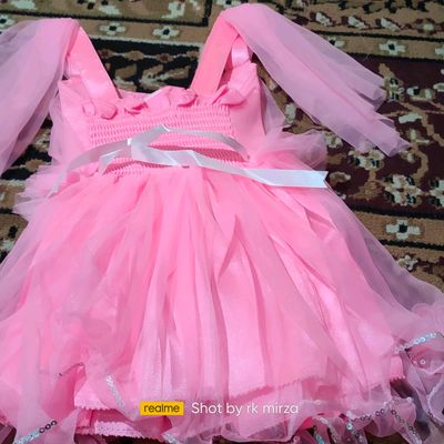 Buy IKF Flared Sleeves Net Barbie Frocks for Girls (6-12 Months) at  Amazon.in