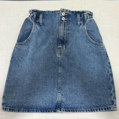 Allegra K Women's Casual Jean Skirt High Waist Back Vent Short Denim Skirts  M-blue Medium : Target