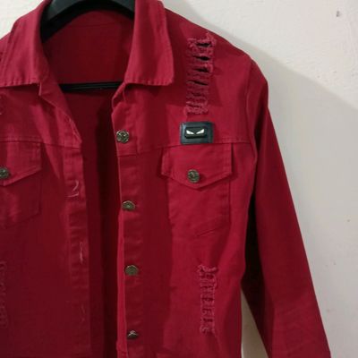 Vintage denim jacket with custom beaded cherry... - Depop