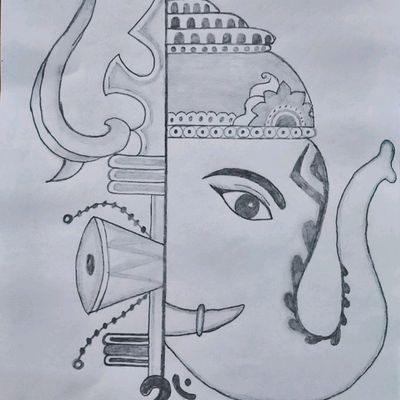Elephant, Ganesha Drawing Art Painting Sketch, ganesha, white, mammal,  pencil png | PNGWing