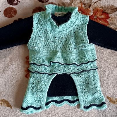 Buy DORCHIS Baby Girl Dress for 6-12 Months – Woolen Frock for Baby Girl,  Handmade with Crochet Blue at Amazon.in