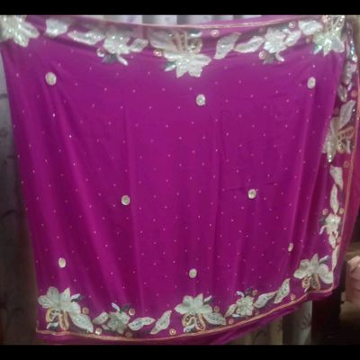Buy Sutra Attire Pink Mothda Pure Georgette Handwork Saree with Unstitched  Blouse online