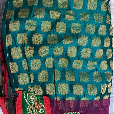 Buy Blue and Green - Soft Silk Saree online | Soft Silk from ShrusEternity