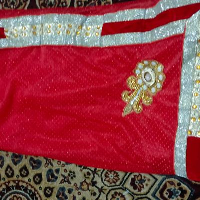 Red and Forest Fall Green color pochampally ikkat pure silk handloom saree  with all over checks