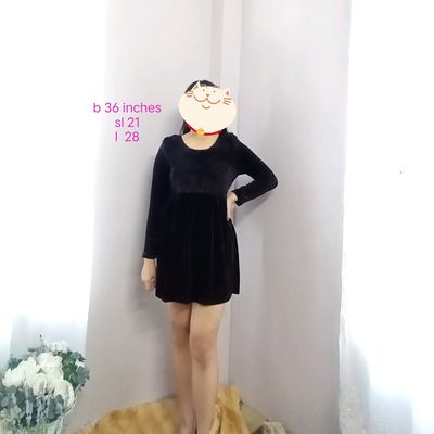 2023 Autumn Black Velvet Midi Dress Casual Elegant Party Dress | eBay