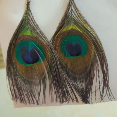 Amazing Peacock Feather Earrings, Huge 6 1/4 Inches Long, Hand Painted  Ceramic Beads, Hypoallergenic Wires, Rare Natural, Humane, US Seller - Etsy