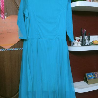 Royal blue colour one piece cheap dress