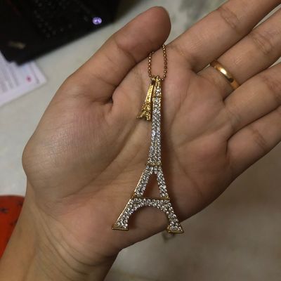 Eiffel Tower Necklace 1/20 ct tw Diamonds 10K White Gold 18