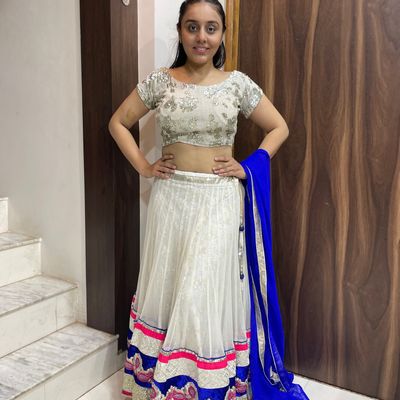 Buy Lehenga Choli Dupatta in Blue With White Blouse Custom Made to Measure  Indian Lengha for Women Online in India - Etsy