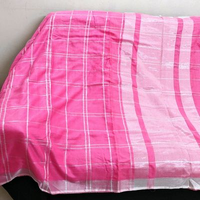 Handwoven zari checks bhagalpur tussar cotton saree – www.vannamayil.com