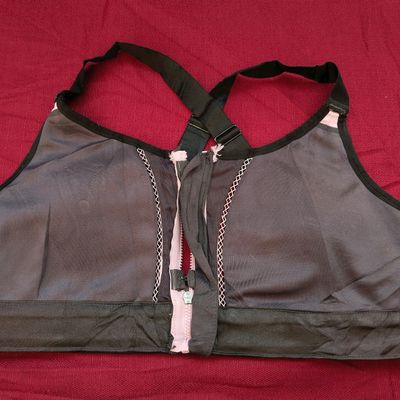 Fabletics High Support Grey and Pink Sports Bra- Size S