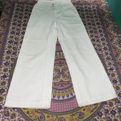 White Flare Trousers 