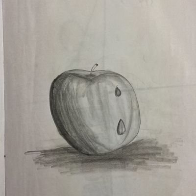 MY REALISTIC PENCIL DRAWING OF AN APPLE