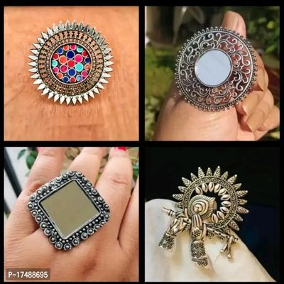 Oxidised German Silver Adjustable Finger Ring-39 | Fusion Vogue