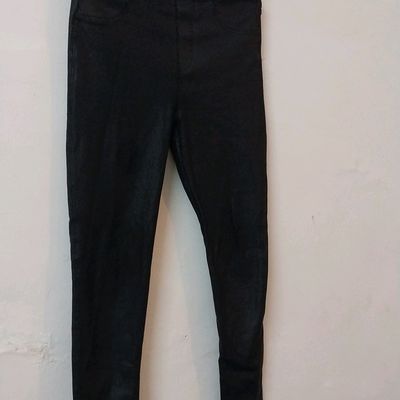 Zara Black Full Length 90s Faux Leather Pants | eBay