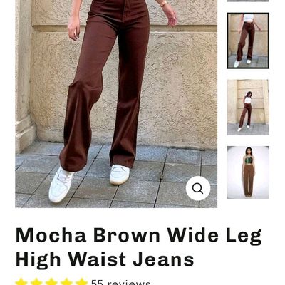 Mocha Brown Wide Leg High Waist Jeans