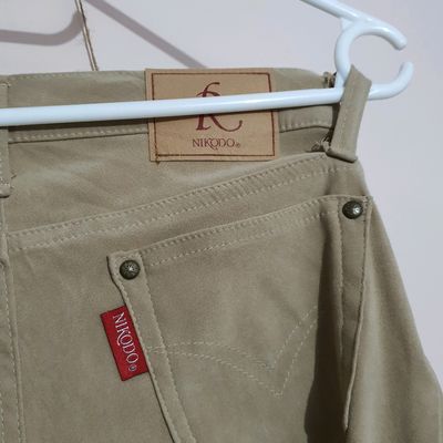 Beige Bootcut Pants