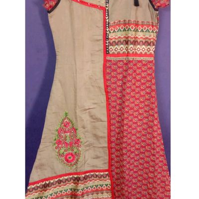 Buy KAAJH White-Yellow Ethnic Floral Hand Block Print Cotton Dress with  Belt (Set of 2) online
