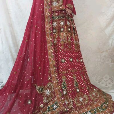 Buy Rust Orange Embroidered Bridal Lehenga Set With Aari Work