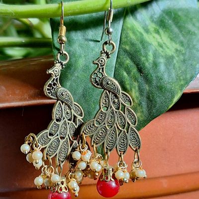 Jhumka Earrings Silver Ethnic | Peacock Earing Indian Fashion - New Vintage  Ethnic - Aliexpress