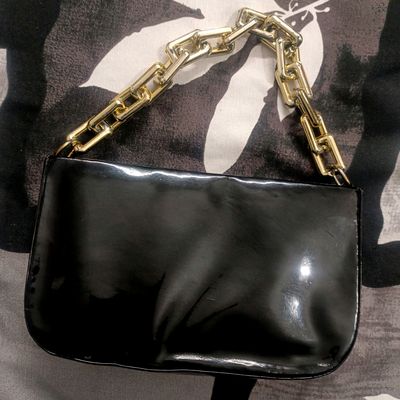 Mini Tassel Black Leather Phone Bag, Chain Crossbody Strap - Apatchy London